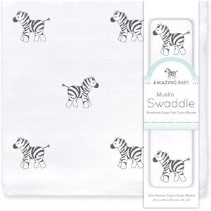 Amazing Baby Newborn Muslin Swaddle - Zebra Print White